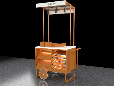 Wooden Mobile Sideboard with Lighted Top Storage Drawers and Wheels for Kitchen 3d model