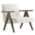 Modern Minimalist Accent Chair With Upholstered Fabric Seat And Wooden Angled Legs