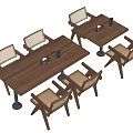 Modern Solid Wood Dining Table Set With Upholstered Chairs And Rectangular Design