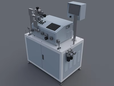 Industrial Equipment With Control Panel Digital Display And Mechanical Components On Cabinet Base 3d model