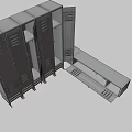 Metal Storage Lockers With Multiple Units Open Doors And Side Bench For Storage