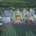 Modern School Building Complex With Sports Field Running Track And Surrounding Greenery