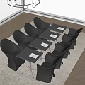 Modern conference table and chair combination 3d model