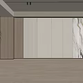 Modern Elegant Background Wall Design With Wooden Panels Striped Patterns And Marble Accents