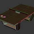 Modern Ping Pong Table With Wooden Tabletop Metal Net And Paddles