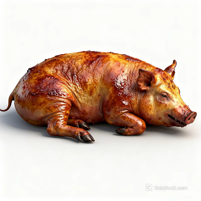 Delicious Roast Suckling Pig With Crispy Golden Brown Skin And Juicy Meat 3d model 