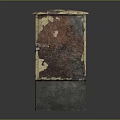 Rusty Old Metal Box With Peeling Paint And Concrete Base 3d model