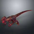 Detailed Realistic Red Black Striped Tyrannosaurus Rex 3D Model Standing Pose Sharp Claws