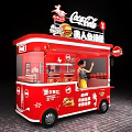 Red Coca Cola Themed Food Truck Selling Mermaid Burger And Drinks