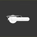 Silver Metal Freestanding Shower Head With Chain Decoration And Stable Base Against Dark Background