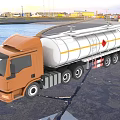 Functional Tanker Truck With Brown Cab Silver Tank Multiple Wheels And Hazard Symbol