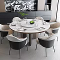 Modern Italian Dining Table and Chair Dining Table and Chair Combination Round Dining Table and Chair Round Dining Table Marble Dining Table Leather Dining Chair Dining Table Ornaments 3d model