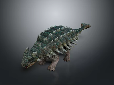 3D Rendered Armored Dinosaur Model With Spiked Back And Green Gray Textured Skin 3d model