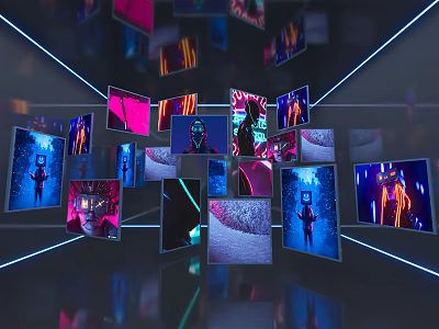 Modern TV Technology Exhibition Hall 3d model