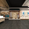 Traditional Chinese Store Interior With Shelves Traditional Clothes Counter And Decorative Painting