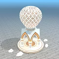 Inflatable Structure With Spherical Top Intricate Patterns Arched Doorway Columns And Cloud Decorations