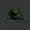 Green Frog with Red Eyes in 3D Model on Dark Background 3d model