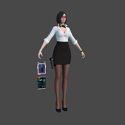 Modern woman small secretary 3d model