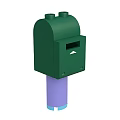 Green Mailbox With Purple Post Top Cover And Mail Slot Design