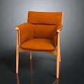 Modern Comfortable Orange Leisure Chair With Upholstered Seat And Wooden Frame