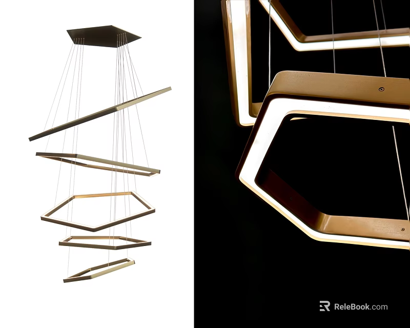 Modern Geometric Chandelier With Multi Layer Hanging Metal Frame And Lighting Design 3d model