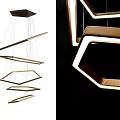Modern Geometric Chandelier With Multi Layer Hanging Metal Frame And Lighting Design 3d model