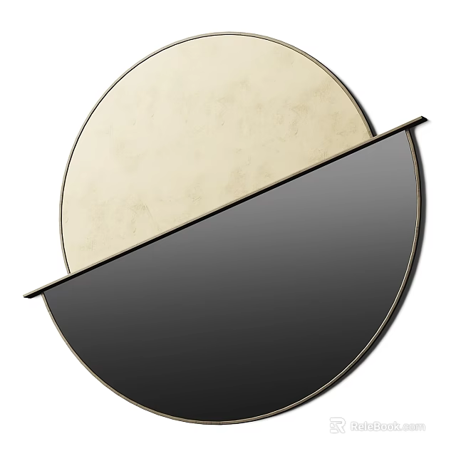 Round Modern Mirror Design With Two Tone Surface And Metal Frame 3d model
