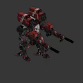 Sci Fi Mech Robot Game Movie Character With Red Black White Armor And Weapon Design