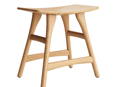 Modern Wooden Stool With Natural Wood Finish And Unique Crossbar Leg Design 3d model