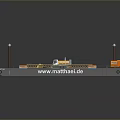 WHITBY Industrial Floating Platform With Orange Structures Crane Red Pillars And Deck Equipment