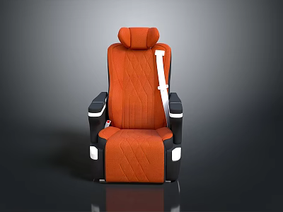 Contemporary Car Interior Featuring Orange Seat With Black Trim White Safety Belt And Quilted Stitching Design 3d model
