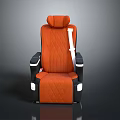 Contemporary Car Interior Featuring Orange Seat With Black Trim White Safety Belt And Quilted Stitching Design
