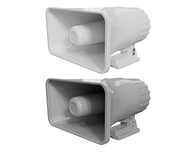 High Quality Commercial Equipment Two White Horn Speakers For Public Address Systems 3d model