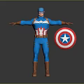 Captain America Superhero Figure In Blue Costume With Red Stripes And Star Shield Standing