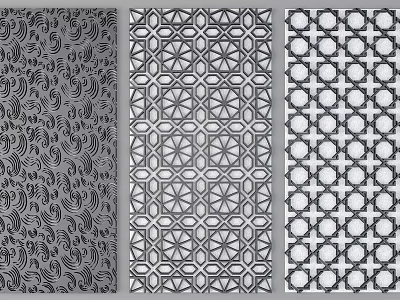 Intricate Carved Decorative Patterns Featuring Three Unique Geometric And Curved Designs 3d model