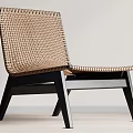 Woven Rattan Leisure Chair With Dark Wooden Frame And Minimalist Modern Design