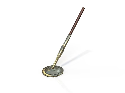 Household Mop With Wooden Handle And Round Metal Base For Floor Cleaning 3d model
