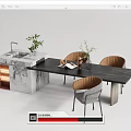 Modern Dining Table and Chair Combination Nakajima Bar Table and Chair 3d model