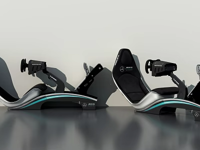 Sleek Black And Silver Racing Seats With Blue Accents And Headrest Design 3d model