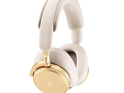 Elegant Modern White Gold Headphones With Leather Earpads And Metal Accents 3d model