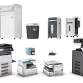 Essential Office Appliances for Modern Workspace Including Multifunctional Printers Shredders And Scanners 3d model