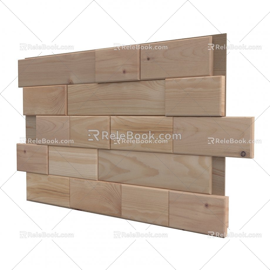 Wood Brick Background Wall Decorative Wall Wood Brick Decorative Wall 3d model