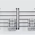 Double Black Wall Mounted Bathroom Towel Racks With Checkered Towels