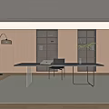 Study desk and chair combination 3d model