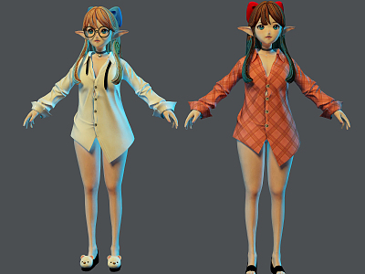 Modern Game Character Elf Girl model