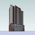 Modern High Rise Building Exterior With Regular Window Layout And Brown White Facade