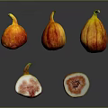 Fresh Whole And Sliced Figs With Red Yellow Color On Dark Background