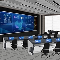 Video monitoring room of command and control center 3d model