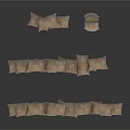 Brown Daily Use Sandbags Stacked in Different Arrangements on White Background