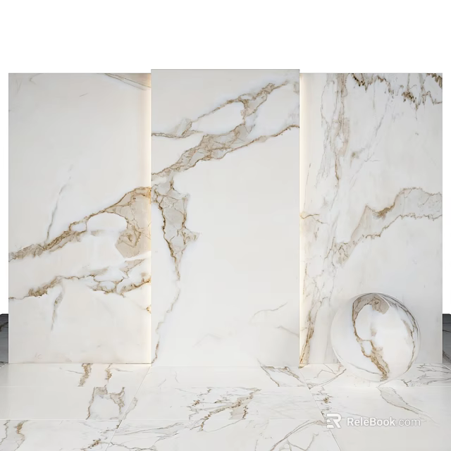 Marble Components Featuring Natural Veins And Elegant White Panels With Sphere 3d model